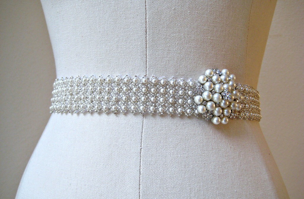 bridal pearl sashes for wedding