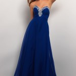 dark blue Chiffon Strapless Formal Dresses for girls