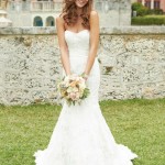 floor lenght strapless sweetheart lace wedding dress