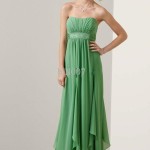 green Chiffon Strapless Formal Dresses for girls