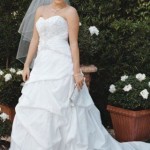 nice strapless sweetheart lace wedding dress