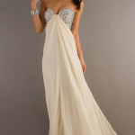 off white Chiffon Strapless Formal Dresses for girls