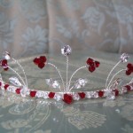 red and silver handmade tiara for stylish women