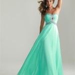 sea green Chiffon Strapless Formal Dresses for girls