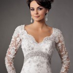 white net wedding dresses for older women with sleeves