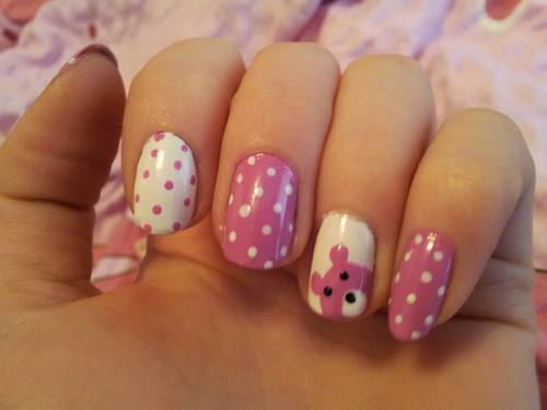 3 pink and white Nail Art