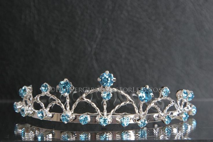 3 silver and sky color rhinestone tiaras for girls