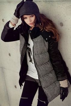 grey coat leather sleeves with fur collar collection (2)