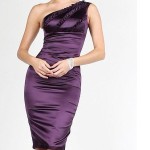 purple one shoulder bridesmaid dress for girls (7)