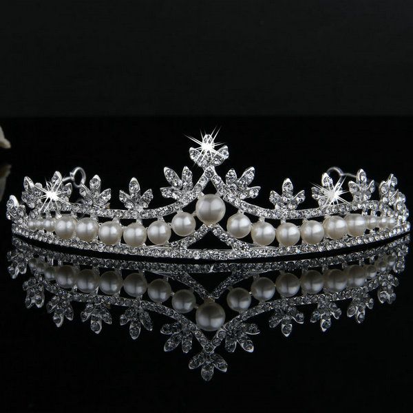 2 Silver Tiara with Metal and crystals and pearls (8)