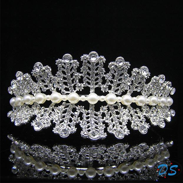 3 Silver Tiara with Metal and crystals and pearls (14)