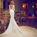 Beautiful open back lace wedding dress 2015 (5)