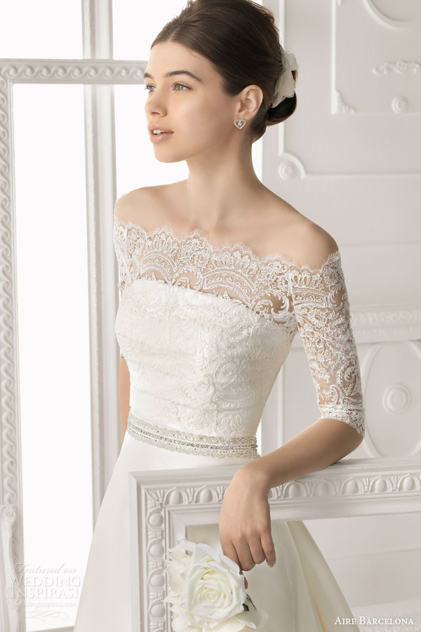 Off-Shoulder Lace bolero jacket ideas for bridals (1)