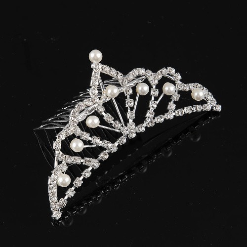 Silver Tiara with Metal and crystals and pearls (15)