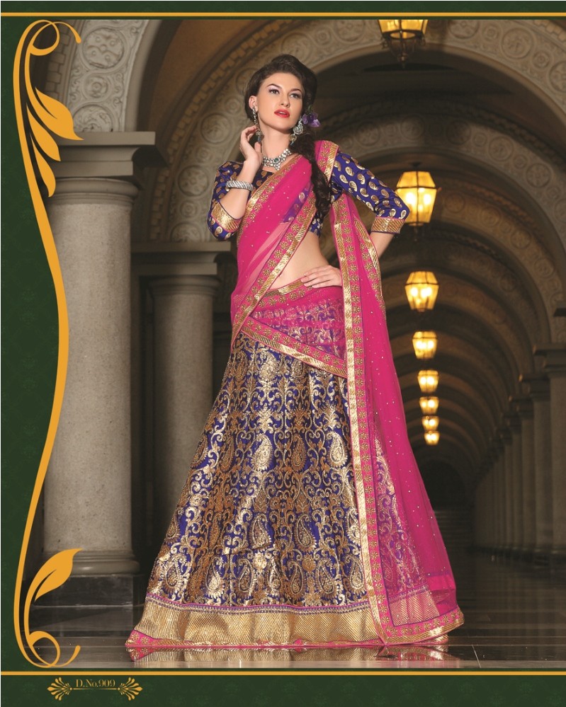 Violet colour Banarasi Lehenga (1)