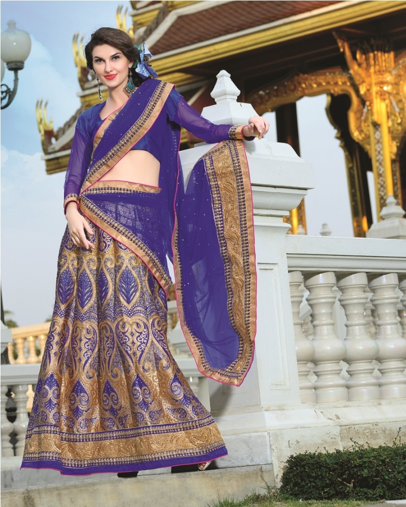 Violet colour Banarasi Lehenga (3)