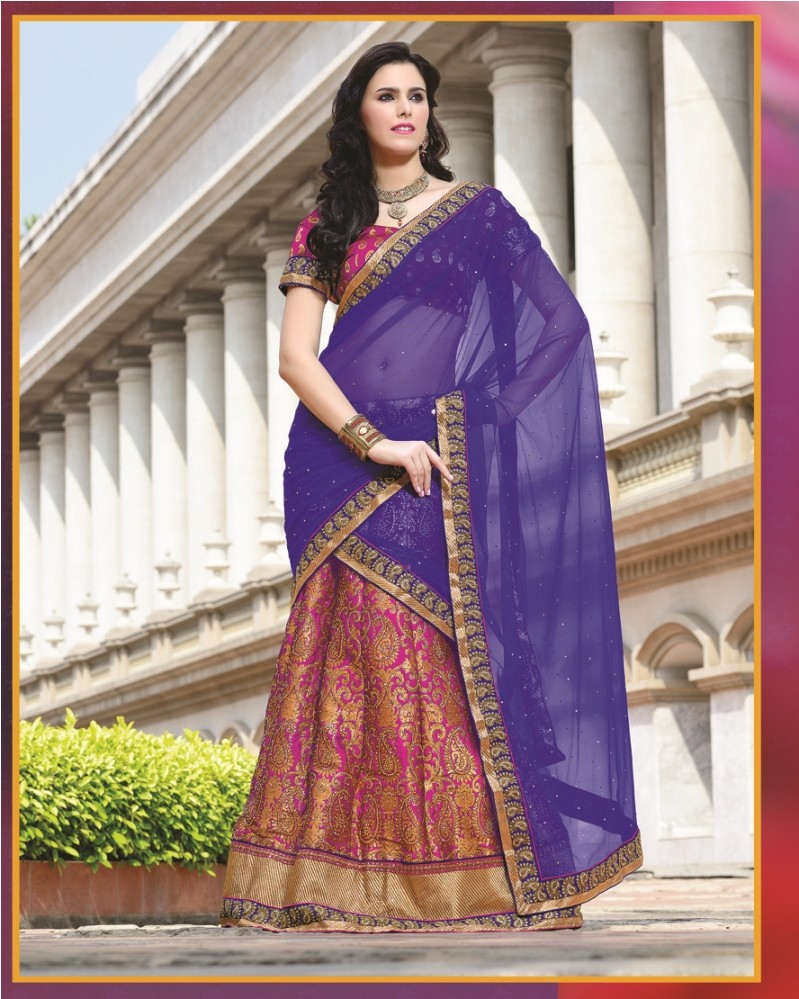 Violet colour Banarasi Lehenga