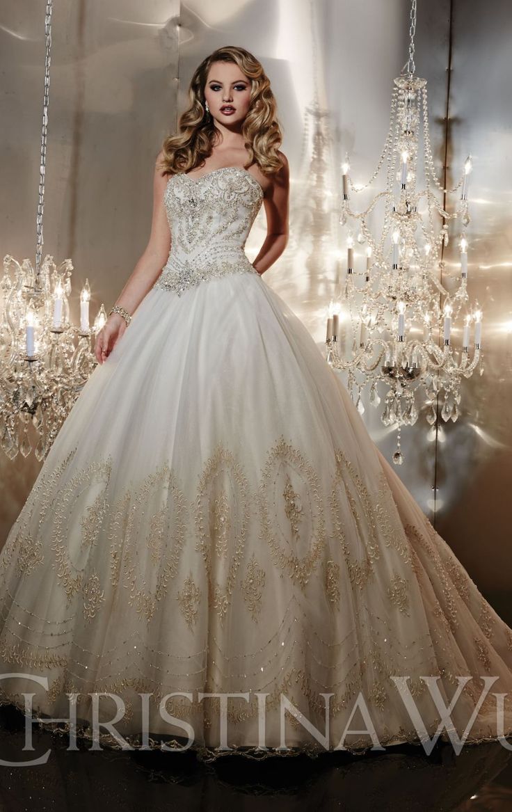 beautiful white and gold wedding dresses ideas (4)