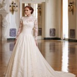 long sleeve satin vintage wedding dress