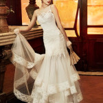 net with lace wedding dress