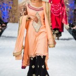 peach and black sharara style bridal dress