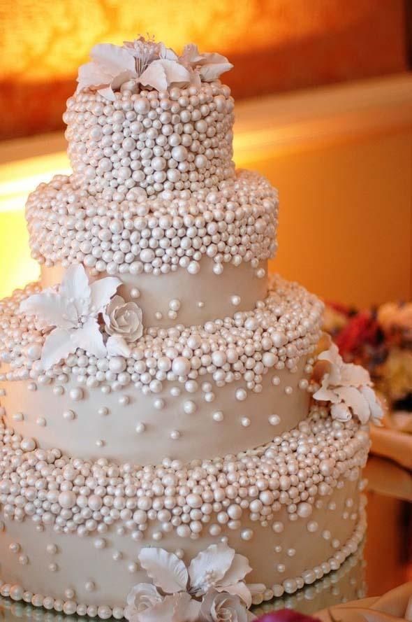 pearl decorated wedding cakes (2)