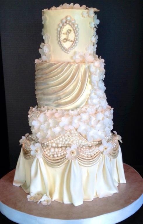 pearl decorated wedding cakes (8)