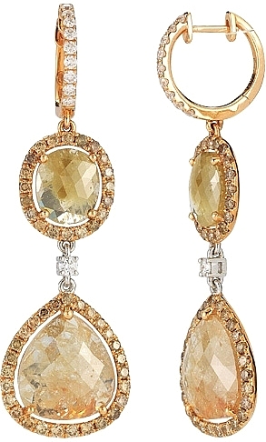 Womens Gold with diamond Drop Earrings collection (2)