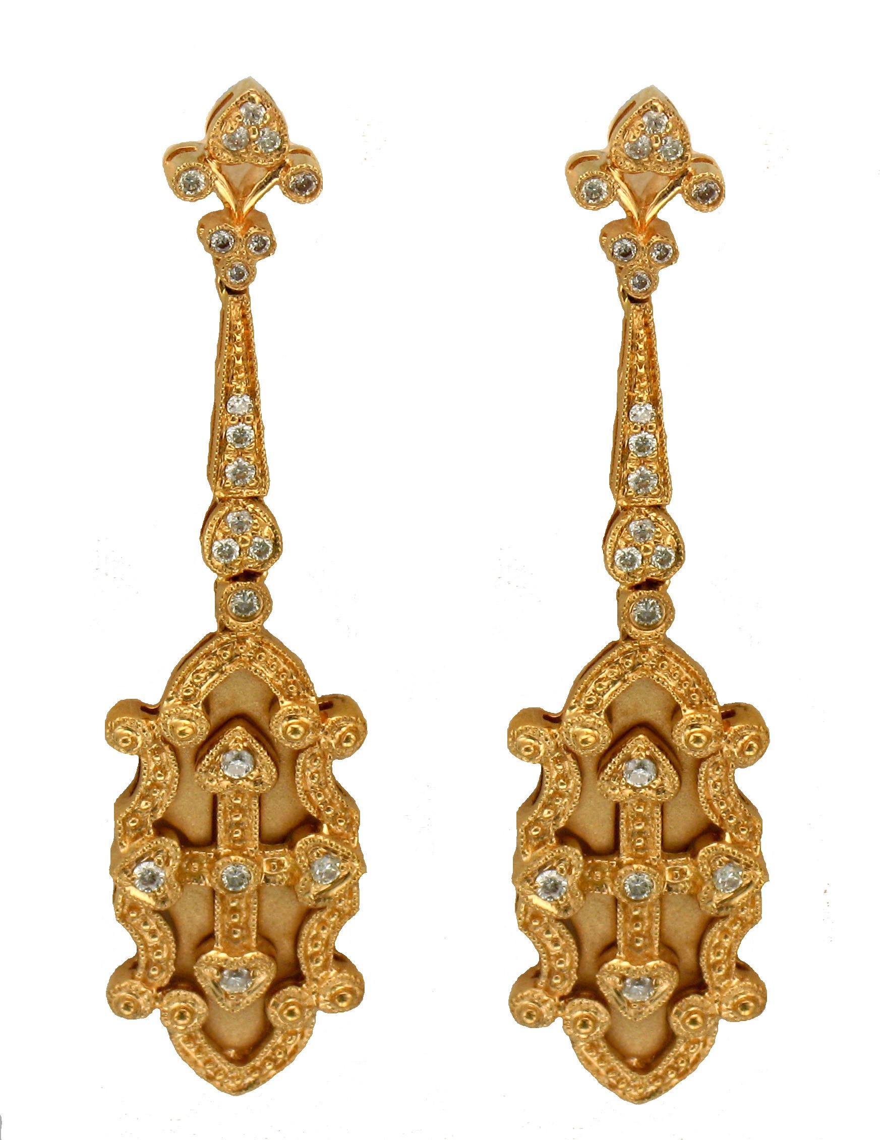 Womens Gold with diamond Drop Earrings collection (4)