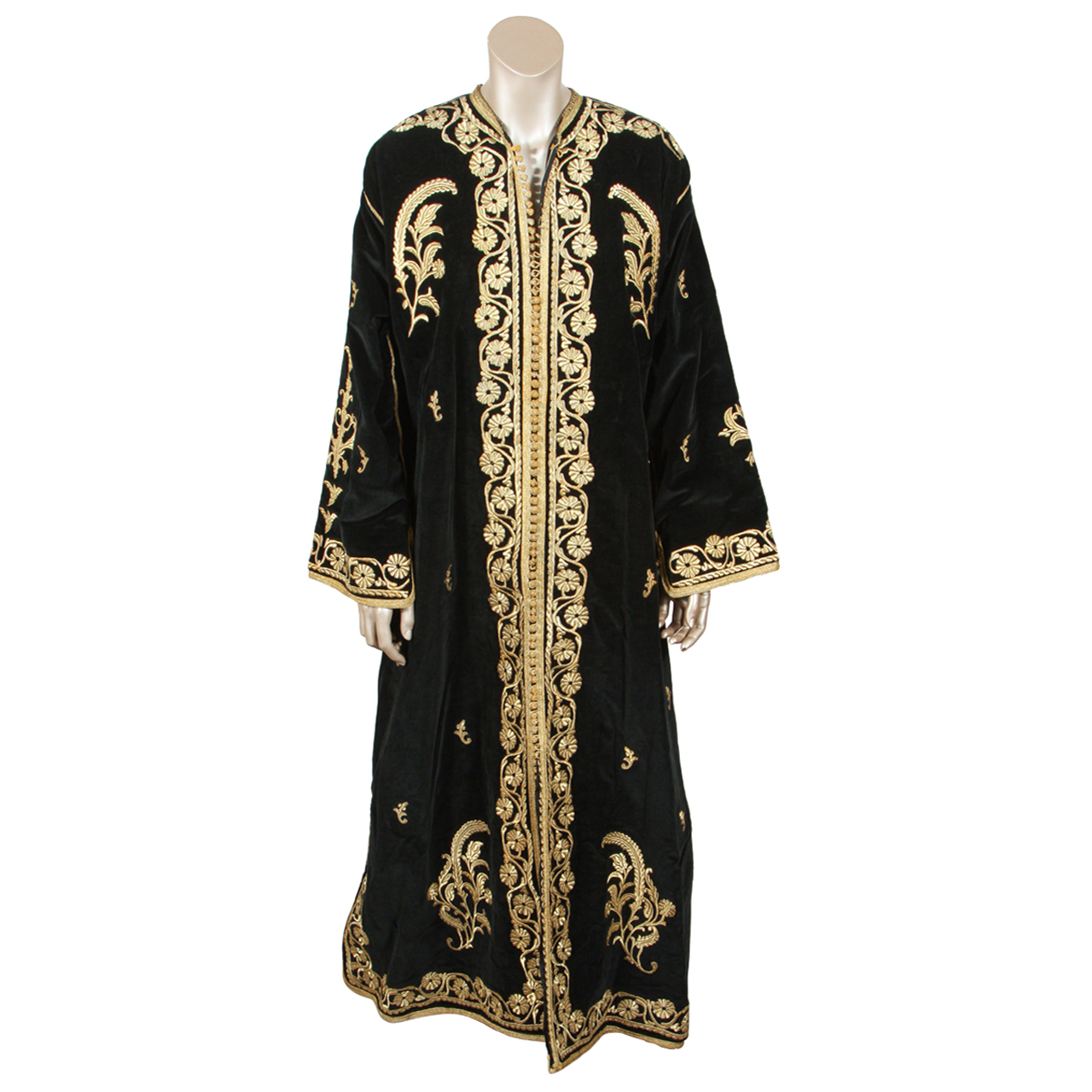 chic black velvet caftan with gold embroidery (10)