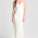 long white color lace bridal wear dress