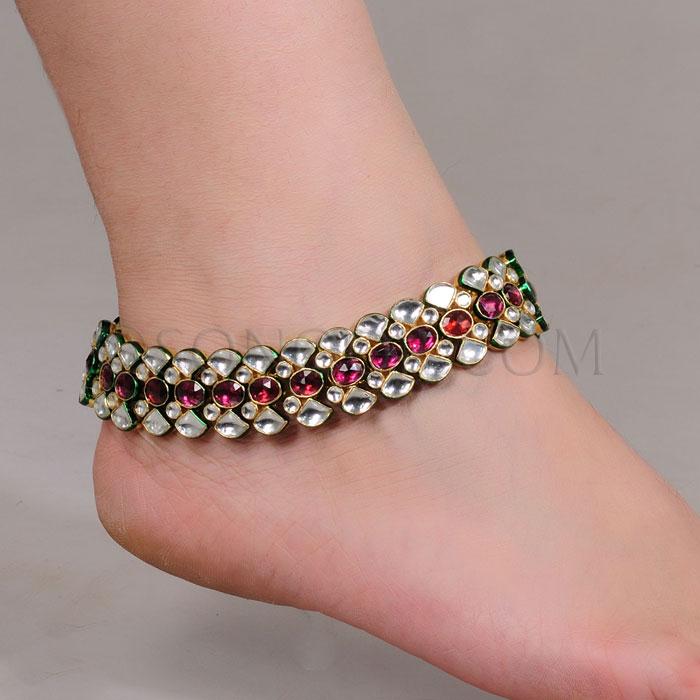 3 gemstone anklet for brides