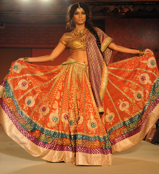 6 multi heavy work lehenga choli with bnarsi dupatta for brides