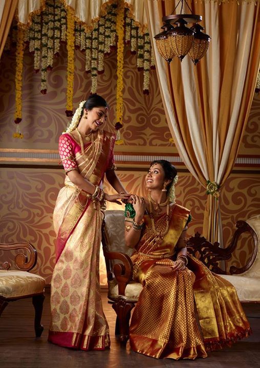 gold south indian wedding saree