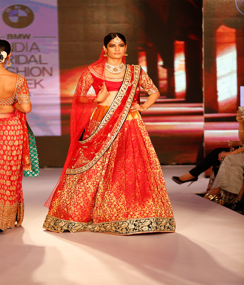 pleated lengha with embellished choli