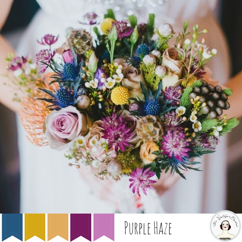 Pruple bouque for an Autumn Vintage Wedding