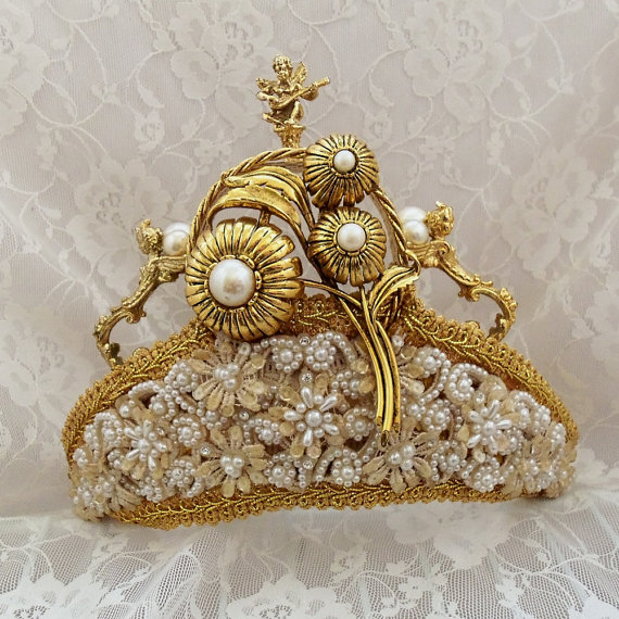 gold tiara crown for wedding day (9)