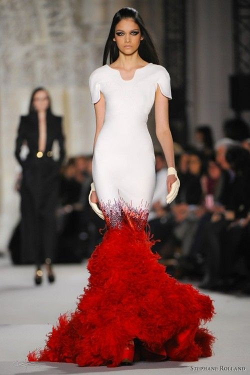 2. unique red and white wedding dress