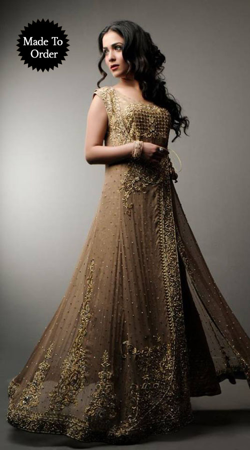 4 golsden colored angrakha costume for brides