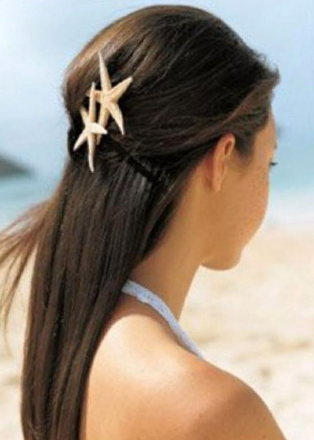 beach wedding long hairstyle