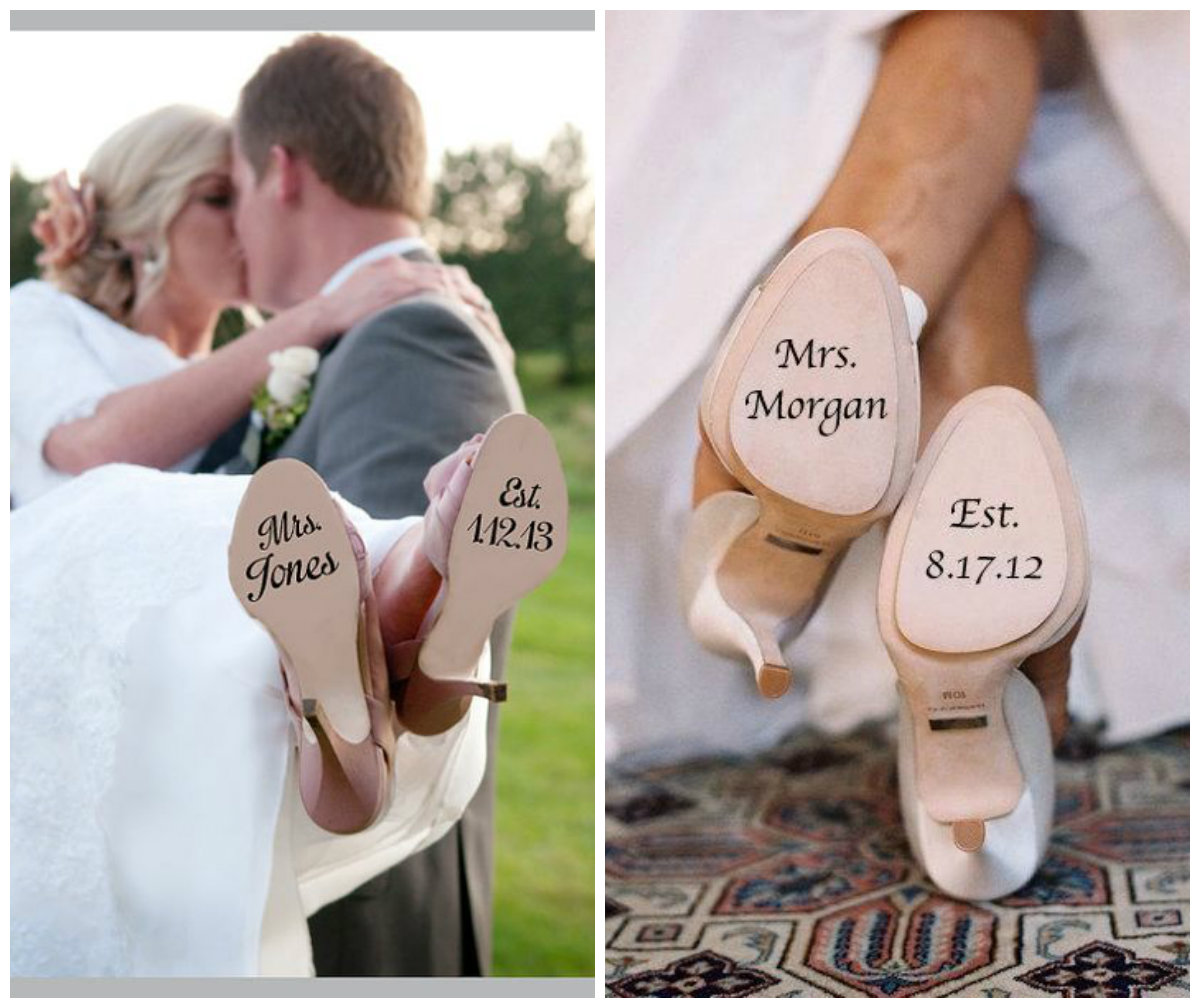 1 name and date of bottom on wedding shoes