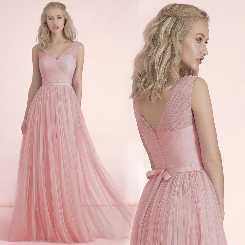 2 blush pink bridesmaid wedding gown