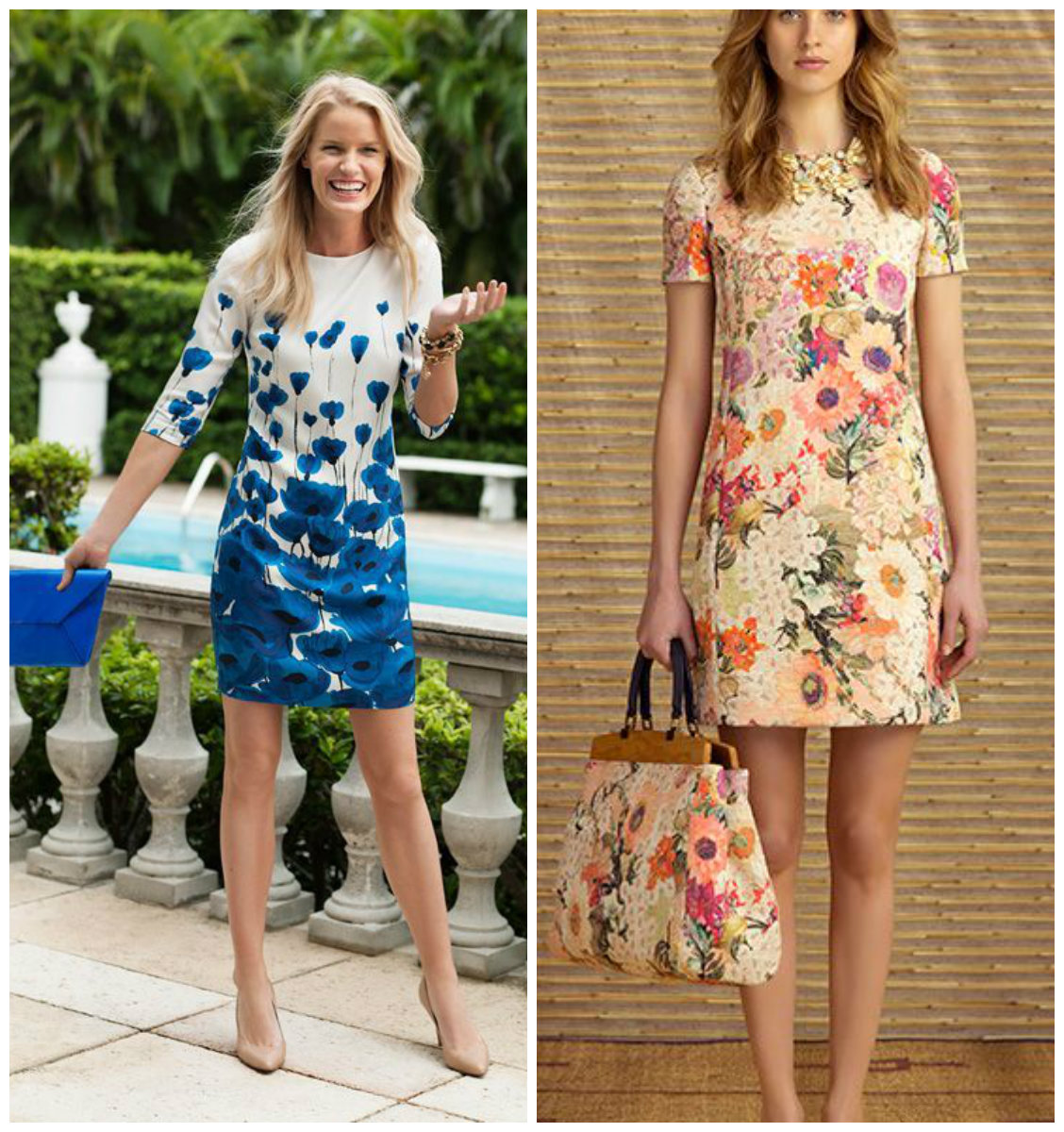 5 matching accessories with floral print mini dresses