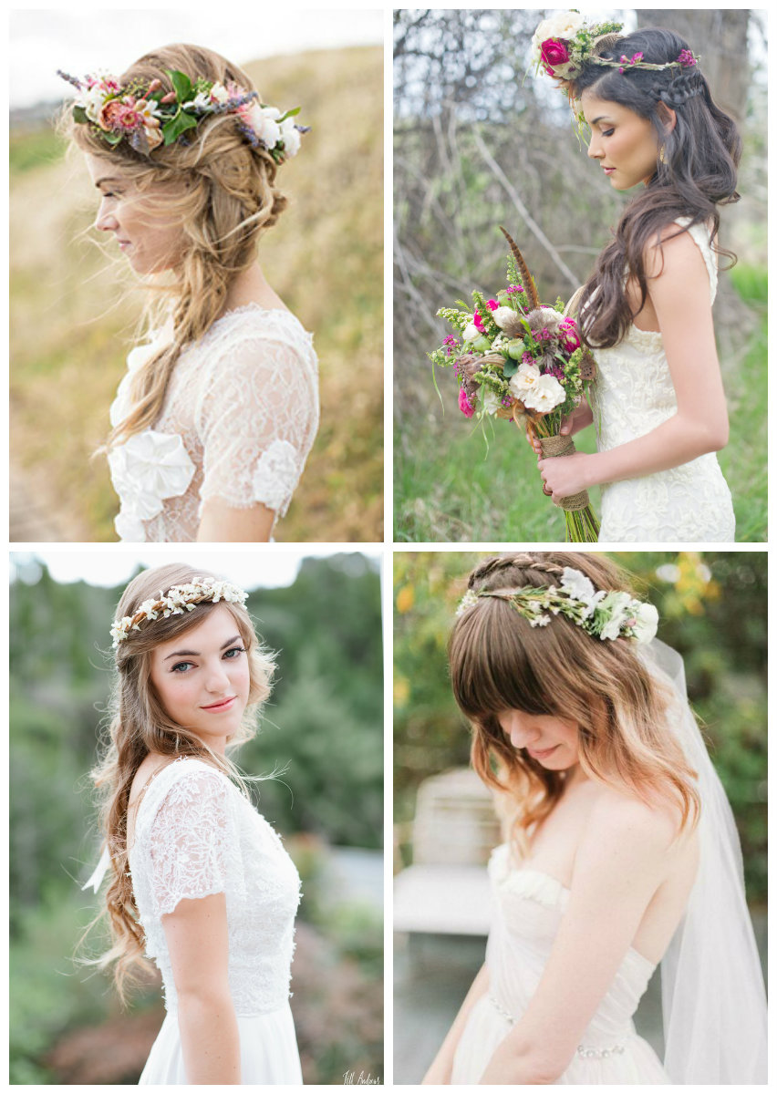 2 braided hairstyle with floral hair accessories