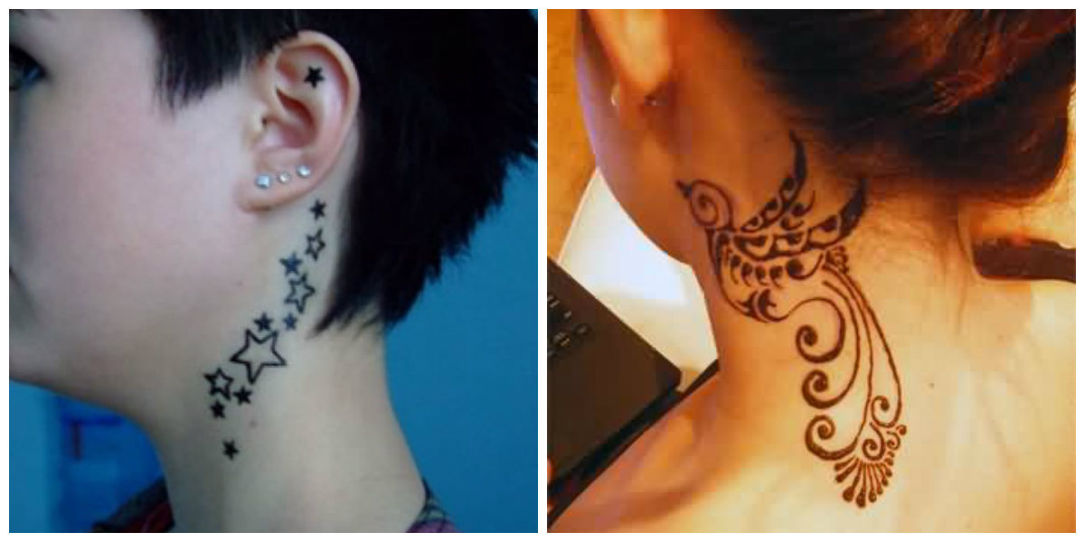 2 bridal tattoos ideas on one side of neck