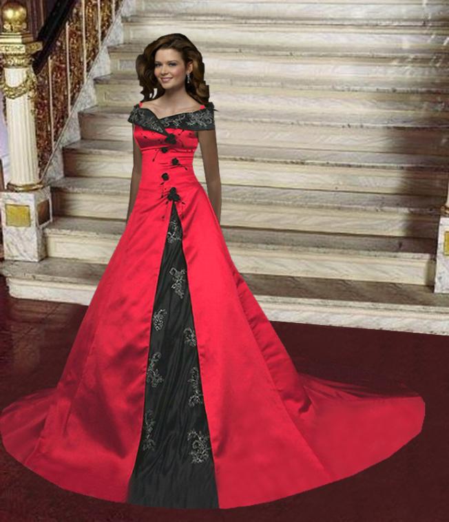 red and black wedding gowns