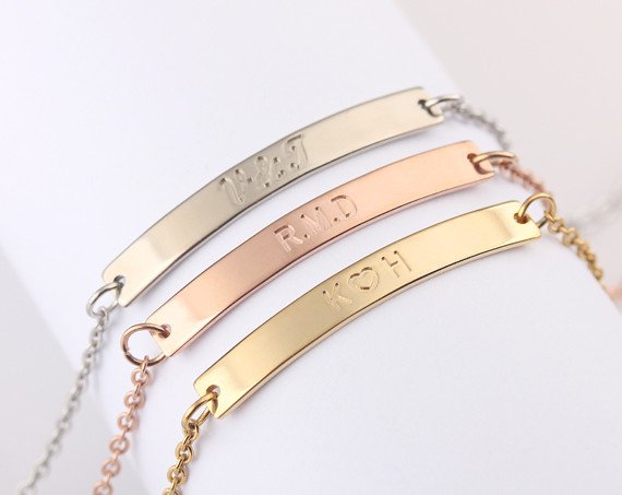 4 gold and silver bar bracelets (4)