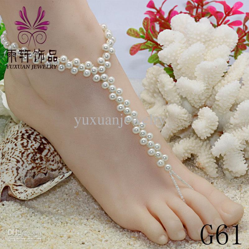 4 white pearl Beaded Barefoot Sandals (9)